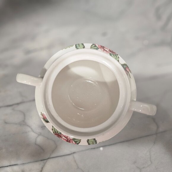 Vintage Wedgwood Moss Rose T432 Edme - Cream & Sugar Bowl and Gravy Boat - Picture 13 of 15